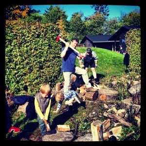 chopping wood