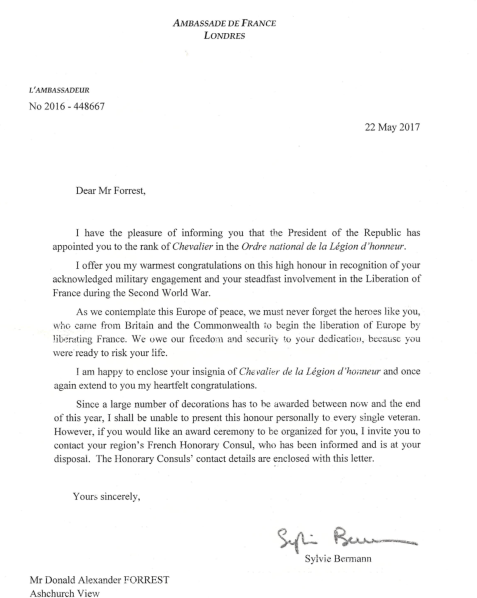 Ambassador's letter